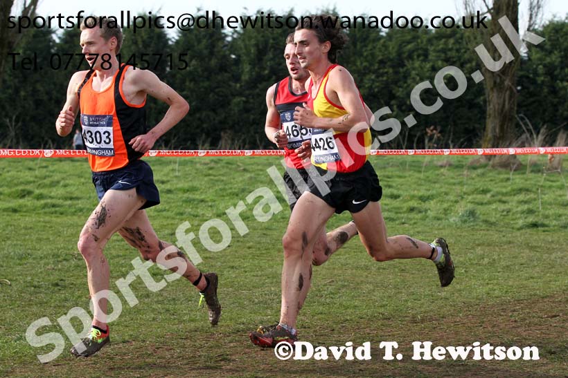 4303 Steve Vernon (Greater Manchester) 4426 Richard Goodman (Middlesex) and Dewi Griffiths (West Wales) lead the senior mens Inter Counties Cross Country, Cofton Park, Birmingham. Photo: David T. Hewitson/Sports for All Pics